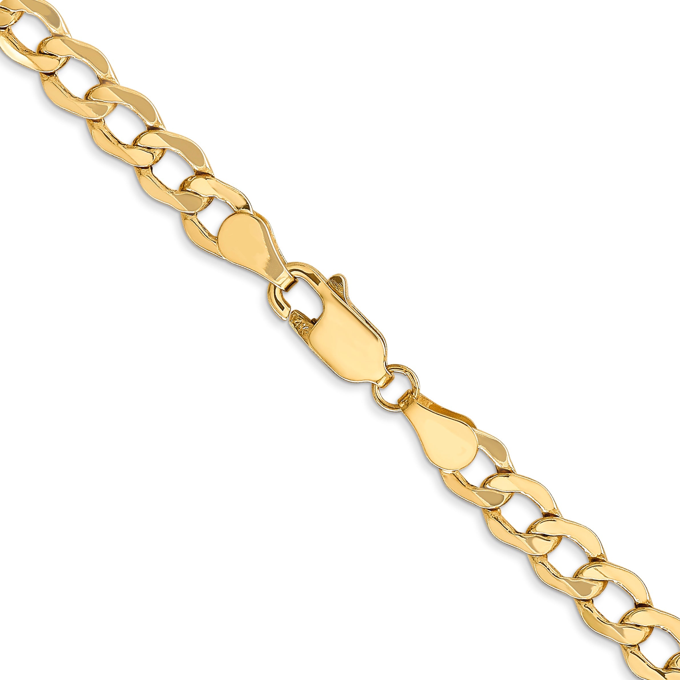 16 Inch 10K 5.25mm Semi-Solid Curb Chain Necklace