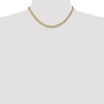 16 Inch 10K 5.25mm Semi-Solid Curb Chain Necklace