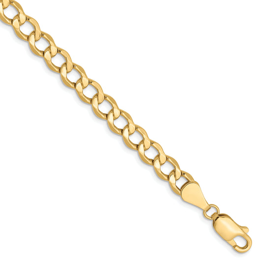7 Inch 10K 5.25mm Semi-Solid Curb Chain Bracelet