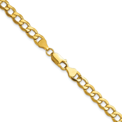 18 Inch 10K 6.5mm Semi-Solid Curb Chain Necklace