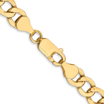 26 Inch 10K Yellow Gold 7mm Semi Solid Curb Chain Necklace