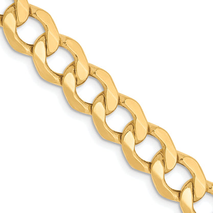 26 Inch 10K Yellow Gold 7mm Semi Solid Curb Chain Necklace