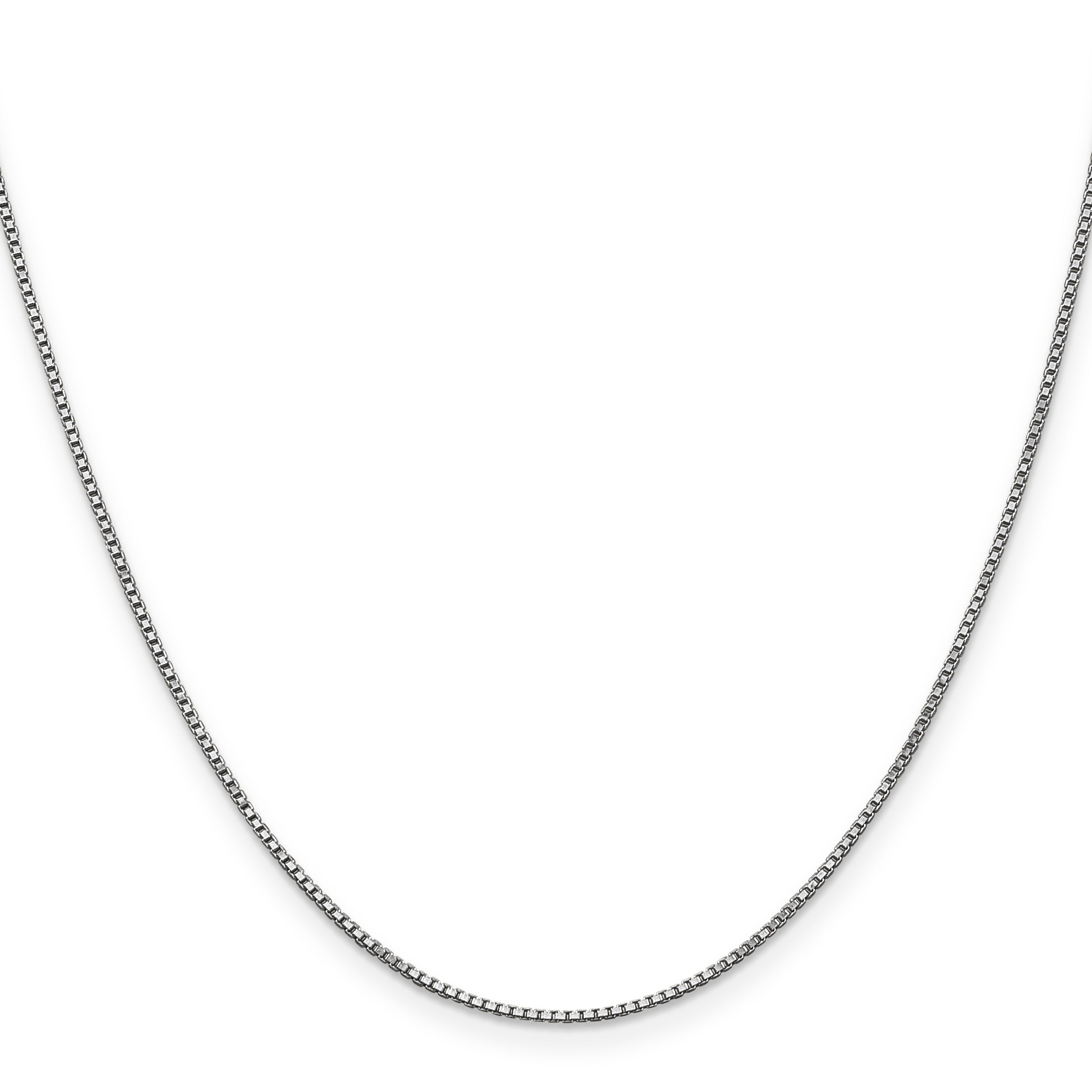 3 Inch 14K White Gold 1mm Box Chain Necklace