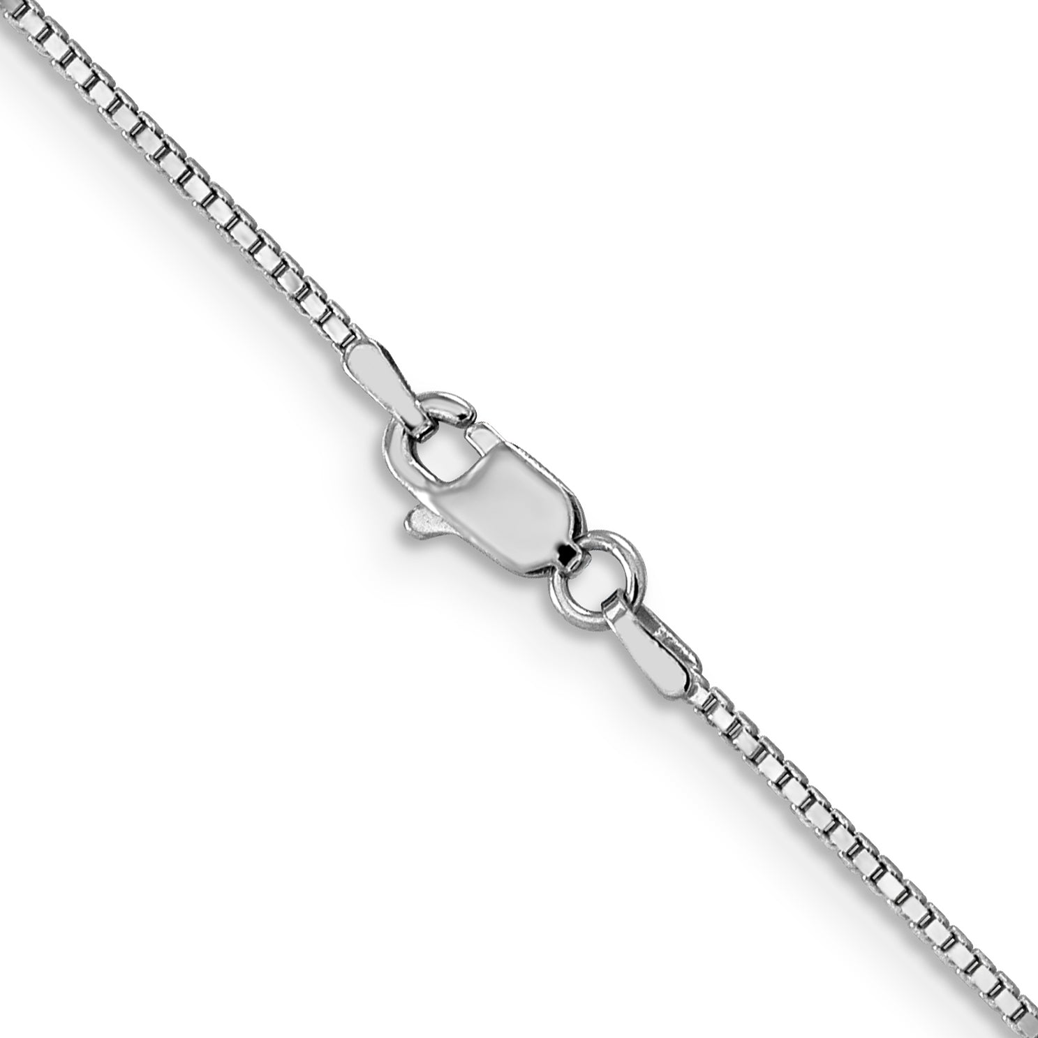 3 Inch 14K White Gold 1mm Box Chain Necklace