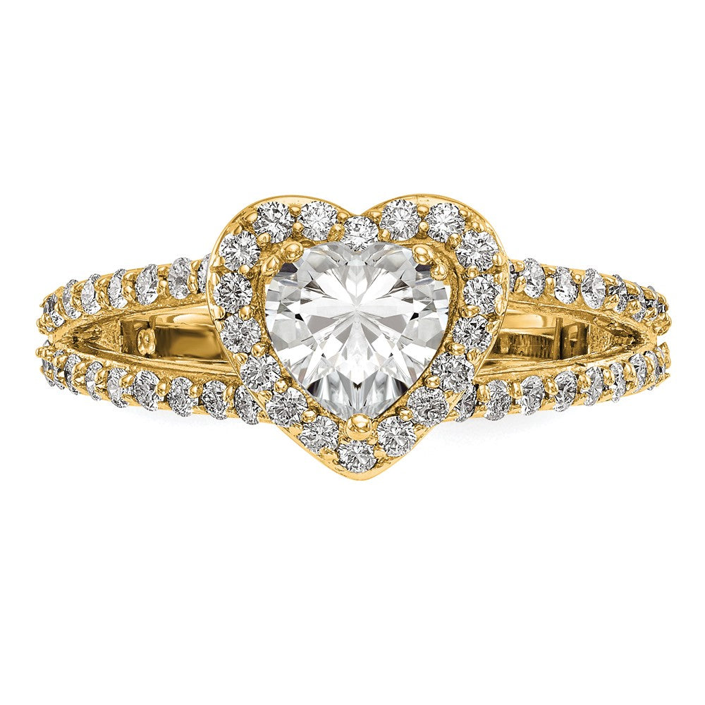 14K Yellow Gold Diamond Heart Semi-Mount Halo Engagement Ring