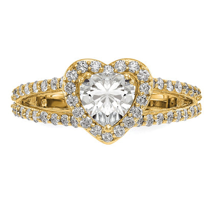 14K Yellow Gold Diamond Heart Semi-Mount Halo Engagement Ring