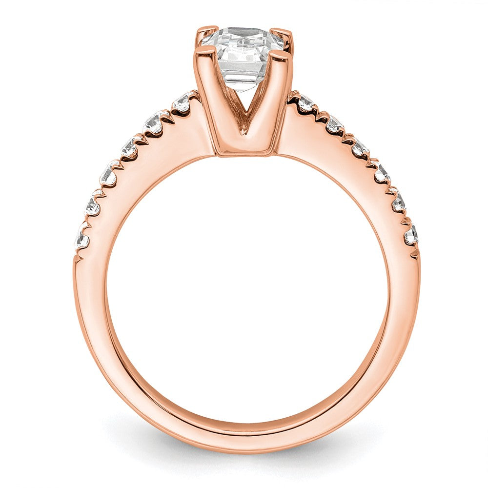 True Origin 14K Rose Gold 3/8 carat Lab Grown Diamond VS+ F+ Semi-Mount Emerald Engagement Ring