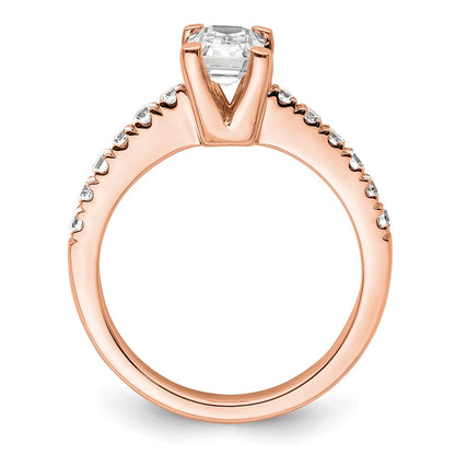 True Origin 14K Rose Gold 3/8 carat Lab Grown Diamond VS+ F+ Semi-Mount Emerald Engagement Ring
