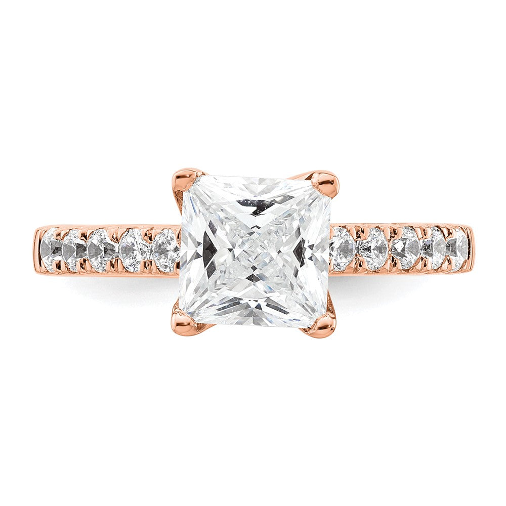 True Origin 14K Rose Gold 3/8 carat Lab Grown Diamond VS+ F+ Semi-Mount Princess Engagement Ring