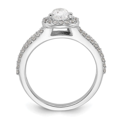 True Origin 14K White Gold 5/8 carat Lab Grown Diamond VS/SI  D E F  Semi Mount Pear Halo Engagement Ring