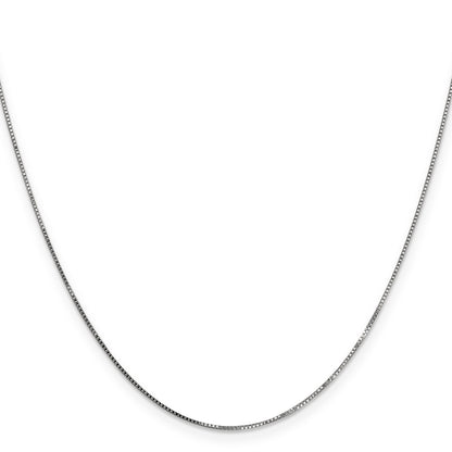 2 Inch 14K White Gold .8mm Box With Spring Ring Clasp Chain Necklace
