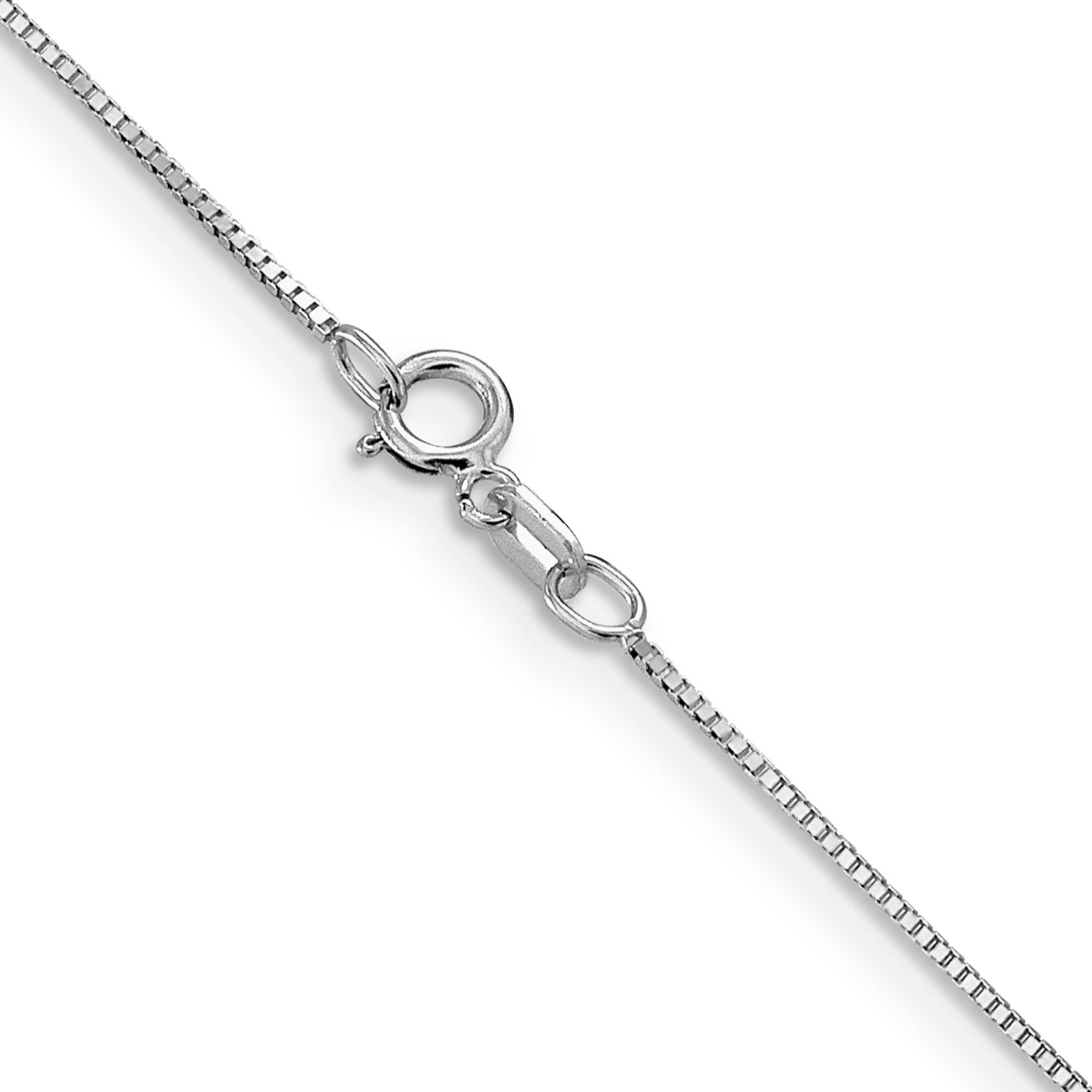 24 Inch 14K White Gold .8mm Box With Spring Ring Clasp Chain Necklace