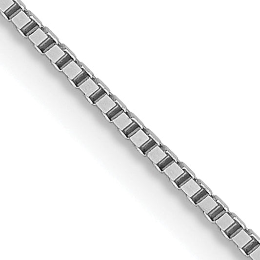 24 Inch 14K White Gold .8mm Box With Spring Ring Clasp Chain Necklace