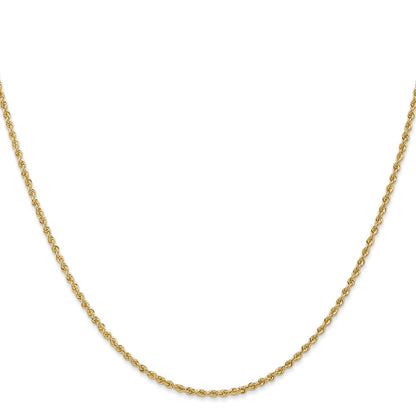 24 Inch 14K Yellow Gold 1.6mm Solid Regular Rope Chain Necklace