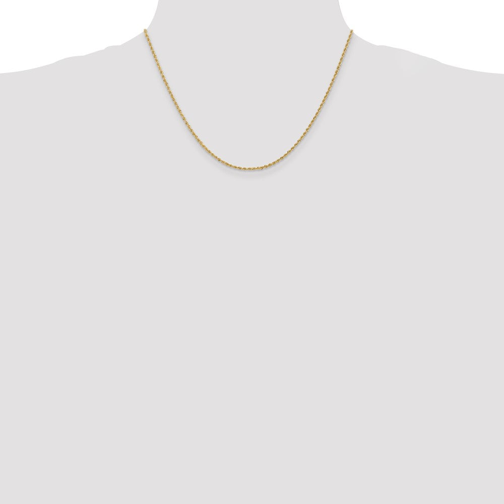 18 Inch 14K Yellow Gold 1.6mm Solid Regular Rope Chain Necklace