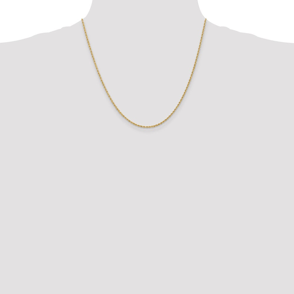 2 Inch 14K Yellow Gold 1.6mm Solid Regular Rope Chain Necklace