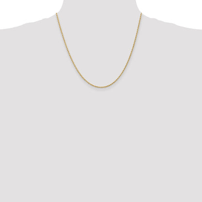 2 Inch 14K Yellow Gold 1.6mm Solid Regular Rope Chain Necklace