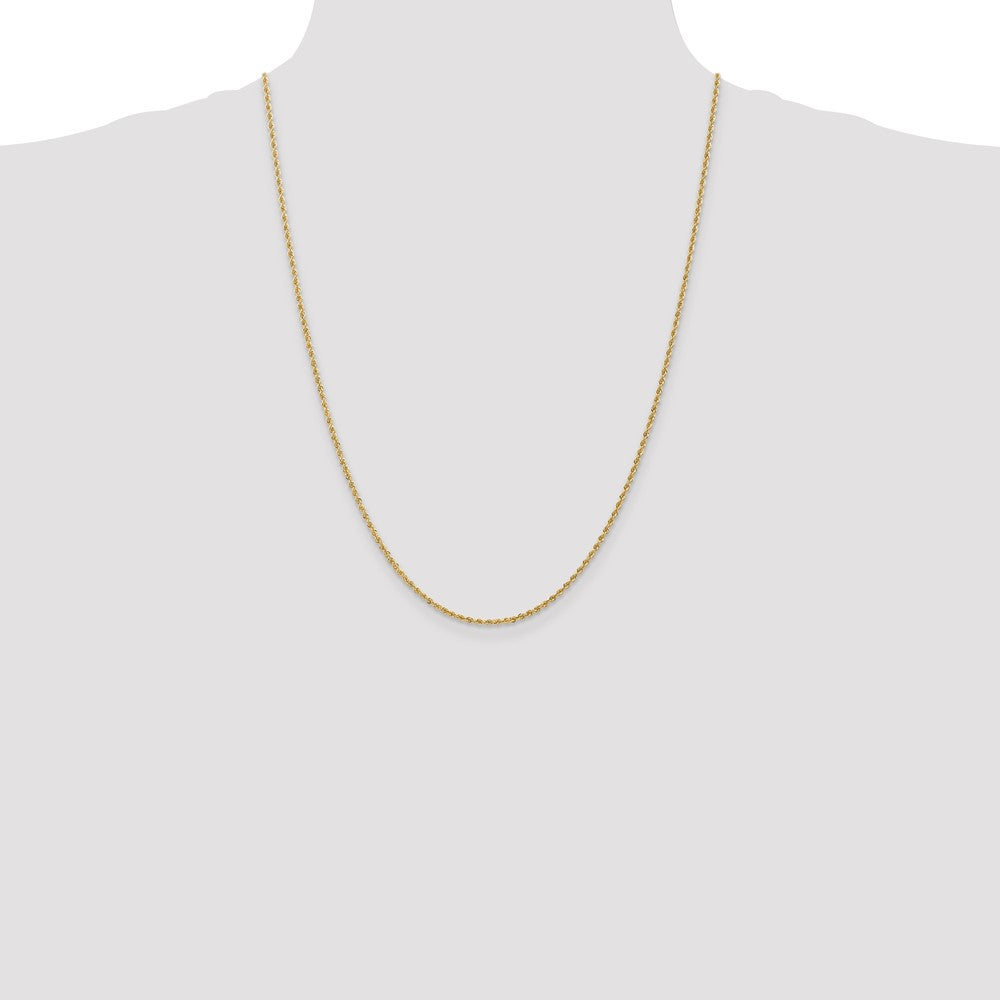 24 Inch 14K Yellow Gold 1.6mm Solid Regular Rope Chain Necklace