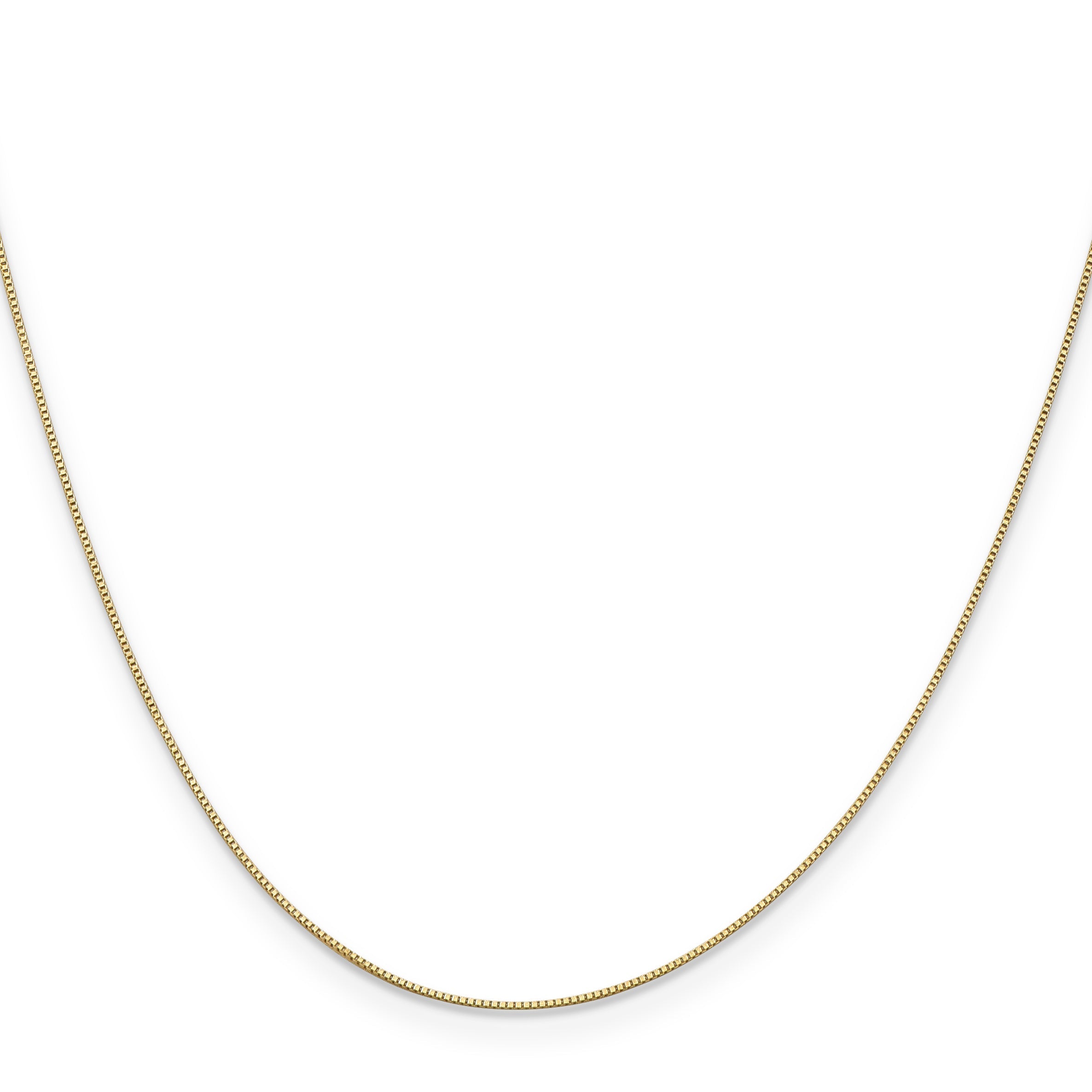 22 Inch 14K Yellow Gold .5mm Baby Box With Spring Ring Clasp Chain Necklace