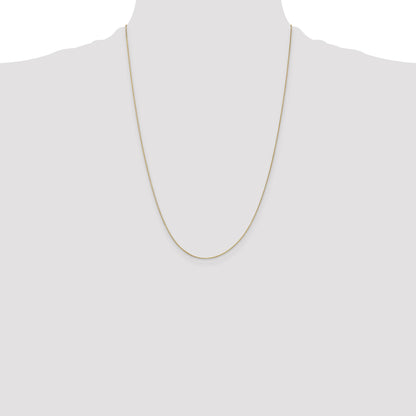 24 Inch 14K Yellow Gold .5mm Baby Box With Spring Ring Clasp Chain Necklace