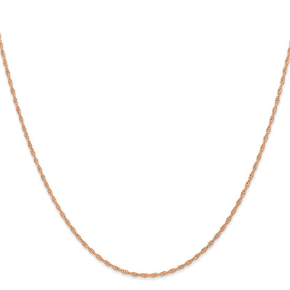 14K Rose Gold 18 Inch Carded 1.15mm Cable Rope With Spring Ring Clasp Chain Necklace