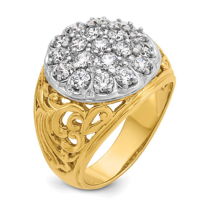 10K Two-Tone Ibgoodman Men'S Polished Filigree Cluster Ring Mounting