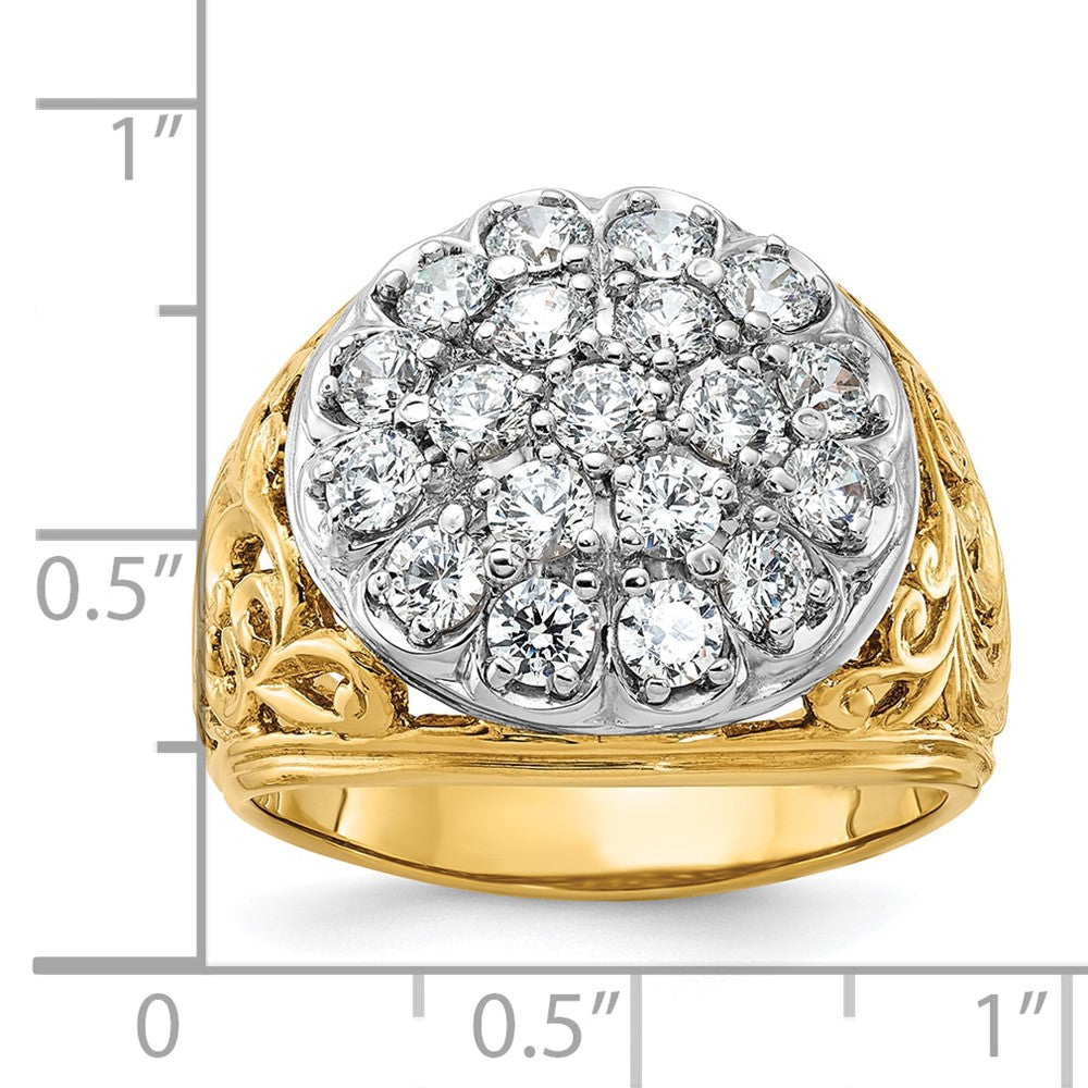 14k Two-tone Gold Men's 2.0 carat Lab Diamond Cluster Complete Ring