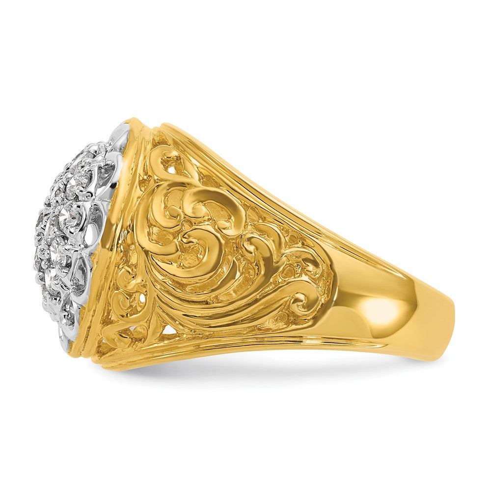 10K Two-Tone Ibgoodman Men'S Polished Filigree Round Cluster Ring Mounting