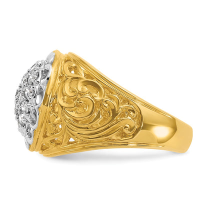 10K Two-Tone Ibgoodman Men'S Polished Filigree Round Cluster Ring Mounting