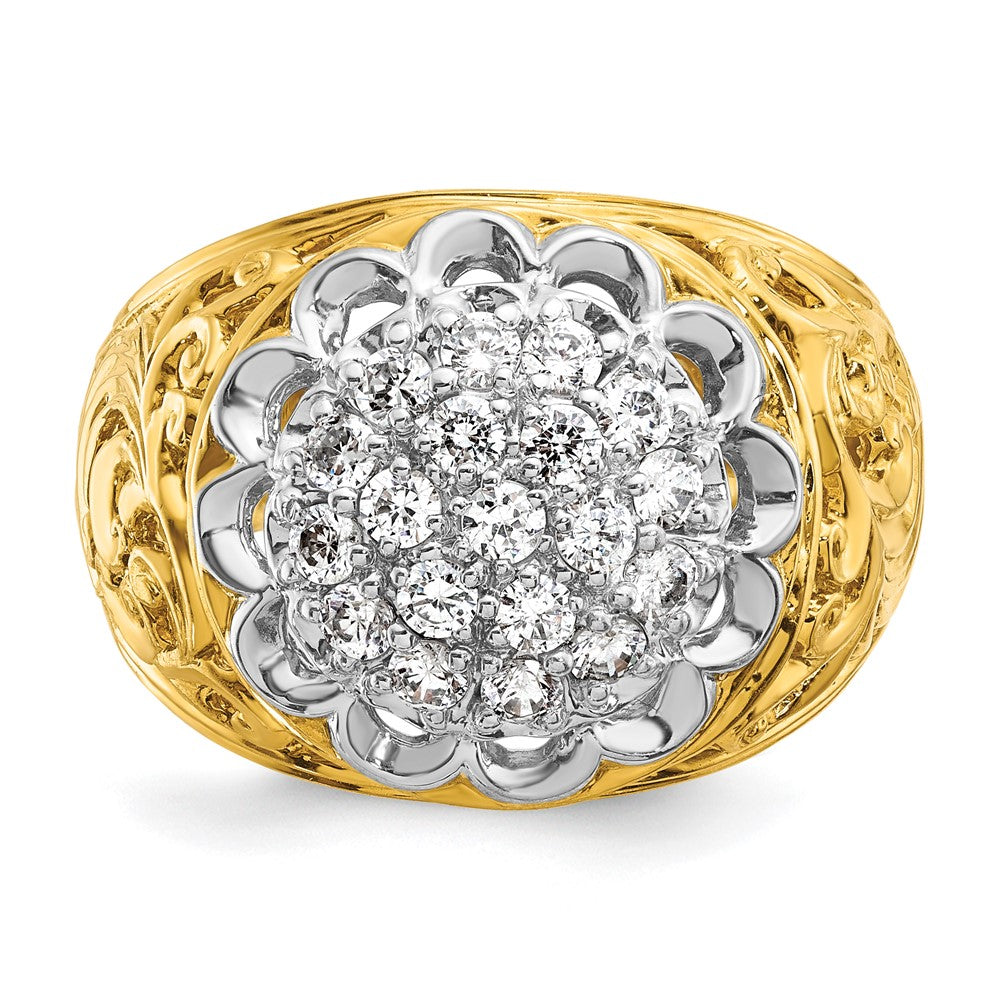 10K Two-Tone Ibgoodman Men'S Polished Filigree Round Cluster Ring Mounting