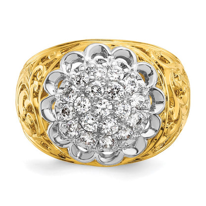 10K Two-Tone Ibgoodman Men'S Polished Filigree Round Cluster Ring Mounting