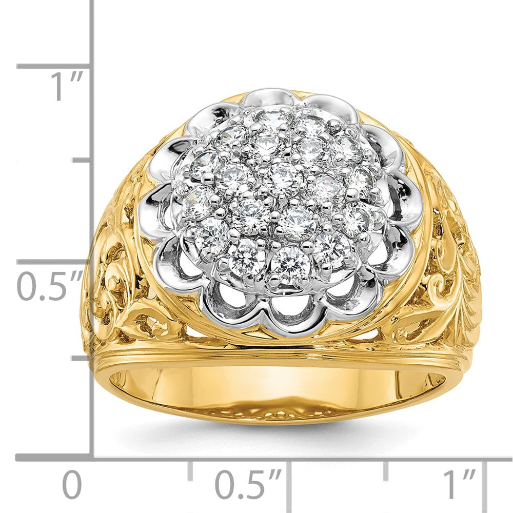 10K Two-Tone Ibgoodman Men'S Polished Filigree Round Cluster Ring Mounting
