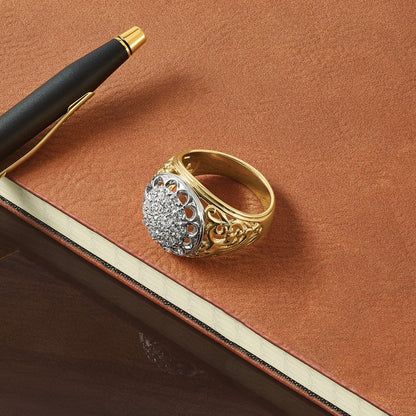 10K Two-Tone Ibgoodman Men'S Polished Filigree Round Cluster Ring Mounting