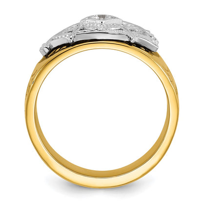 10K Two-Tone Ibgoodman Men'S Polished And Textured Blue Lodge Master Masonic Ring Mounting