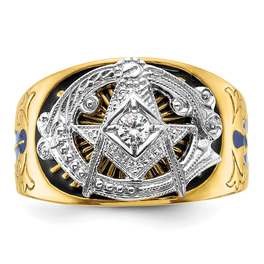 10K Two-Tone Ibgoodman Men'S Polished And Textured Blue Lodge Master Masonic Ring Mounting