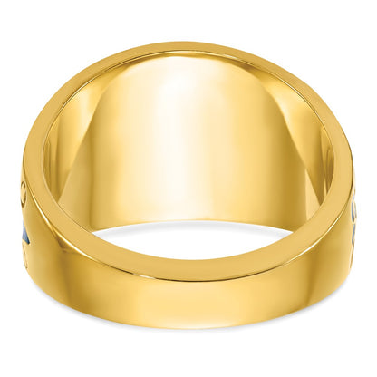10K Two-Tone Ibgoodman Men'S Polished And Textured Blue Lodge Master Masonic Ring Mounting