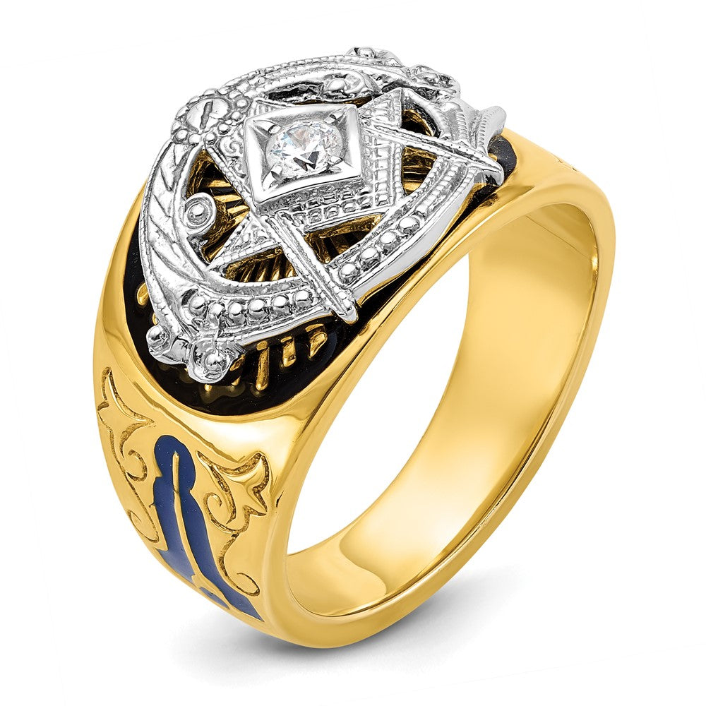 10K Two-Tone Ibgoodman Men'S Polished And Textured Blue Lodge Master Masonic Ring Mounting