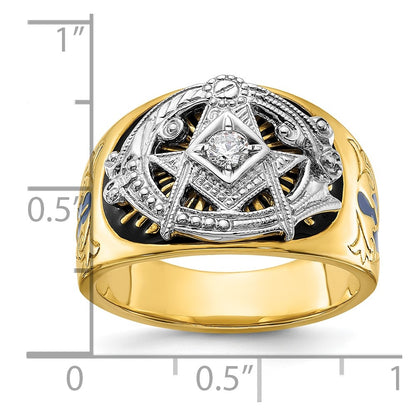 10K Two-Tone Ibgoodman Men'S Polished And Textured Blue Lodge Master Masonic Ring Mounting