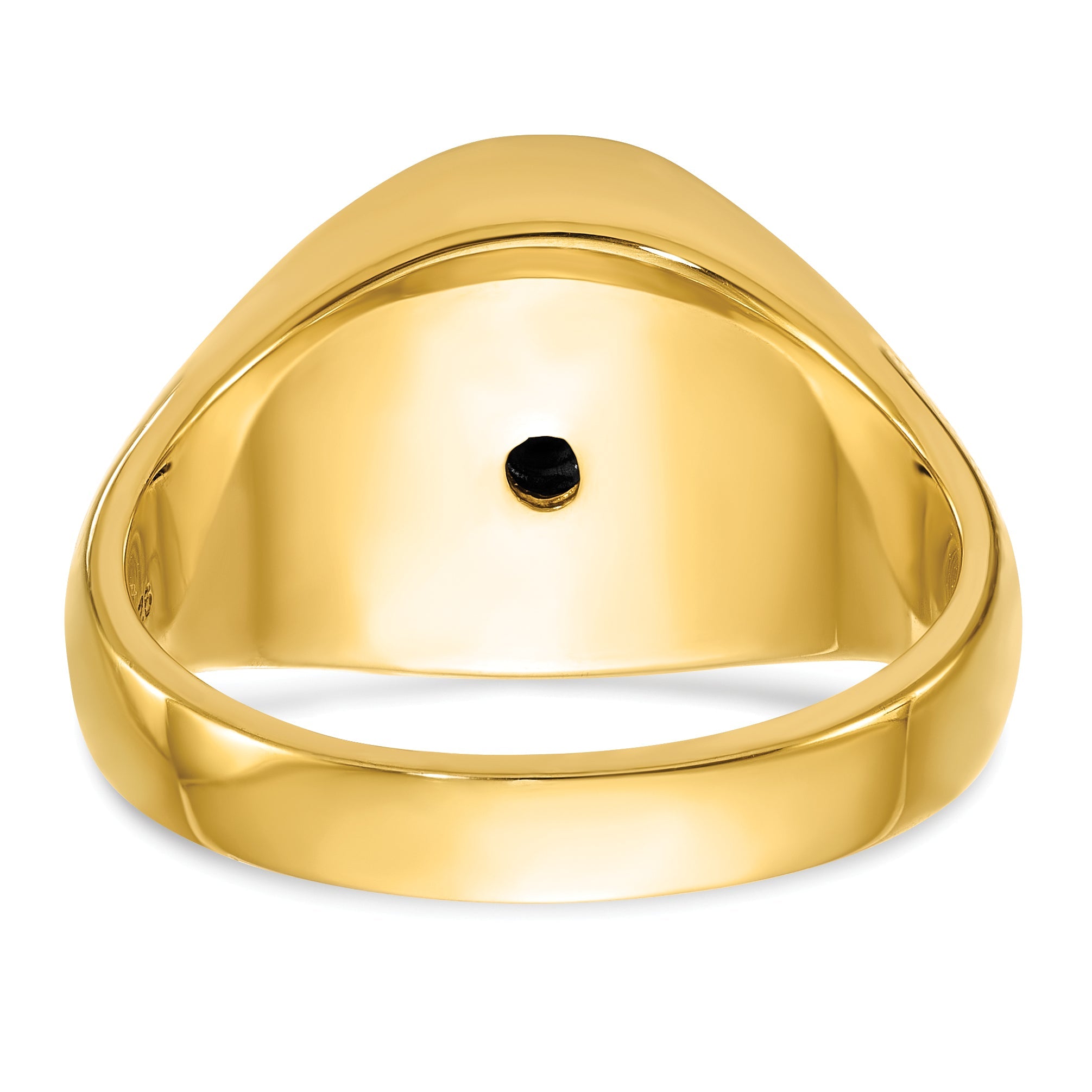 10K Yellow Gold Ibgoodman Men'S Polished And Grooved Blue Lodge Master Masonic Ring Mounting