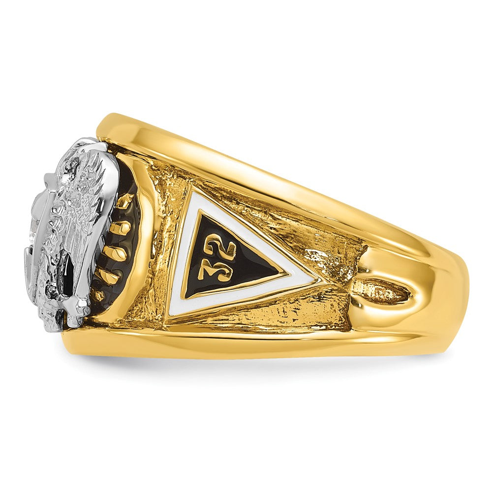 10K Two-Tone Ibgoodman Men'S Polished And Textured 32Nd Degree Scottish Rite Masonic Ring Mounting