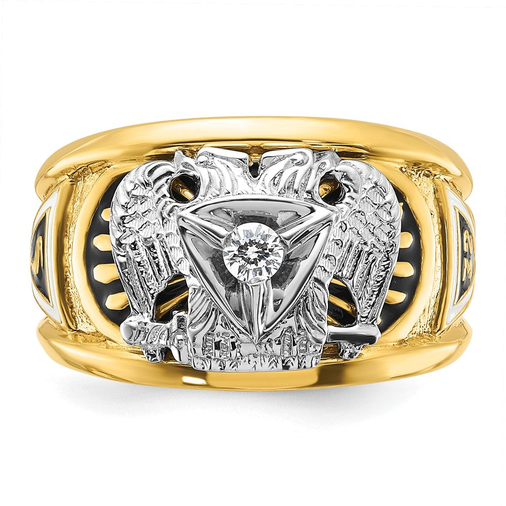 10K Two-Tone Ibgoodman Men'S Polished And Textured 32Nd Degree Scottish Rite Masonic Ring Mounting