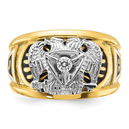10K Two-Tone Ibgoodman Men'S Polished And Textured 32Nd Degree Scottish Rite Masonic Ring Mounting