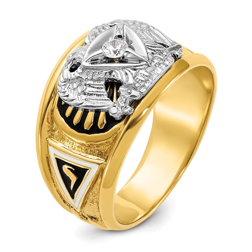 10K Two-Tone Ibgoodman Men'S Polished And Textured 32Nd Degree Scottish Rite Masonic Ring Mounting