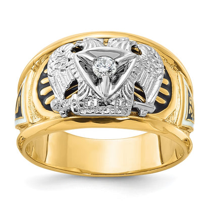10K Two-Tone Ibgoodman Men'S Polished And Textured 32Nd Degree Scottish Rite Masonic Ring Mounting