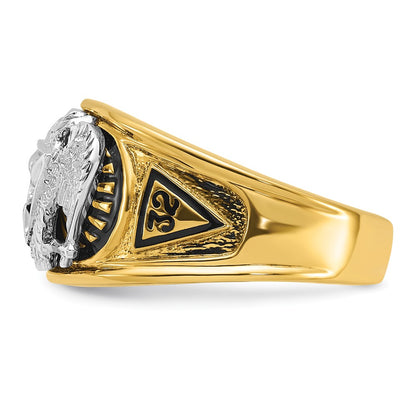 10K Two-Tone Ibgoodman Men'S Polished And Textured 32Nd Degree Scottish Rite Masonic Ring Mounting