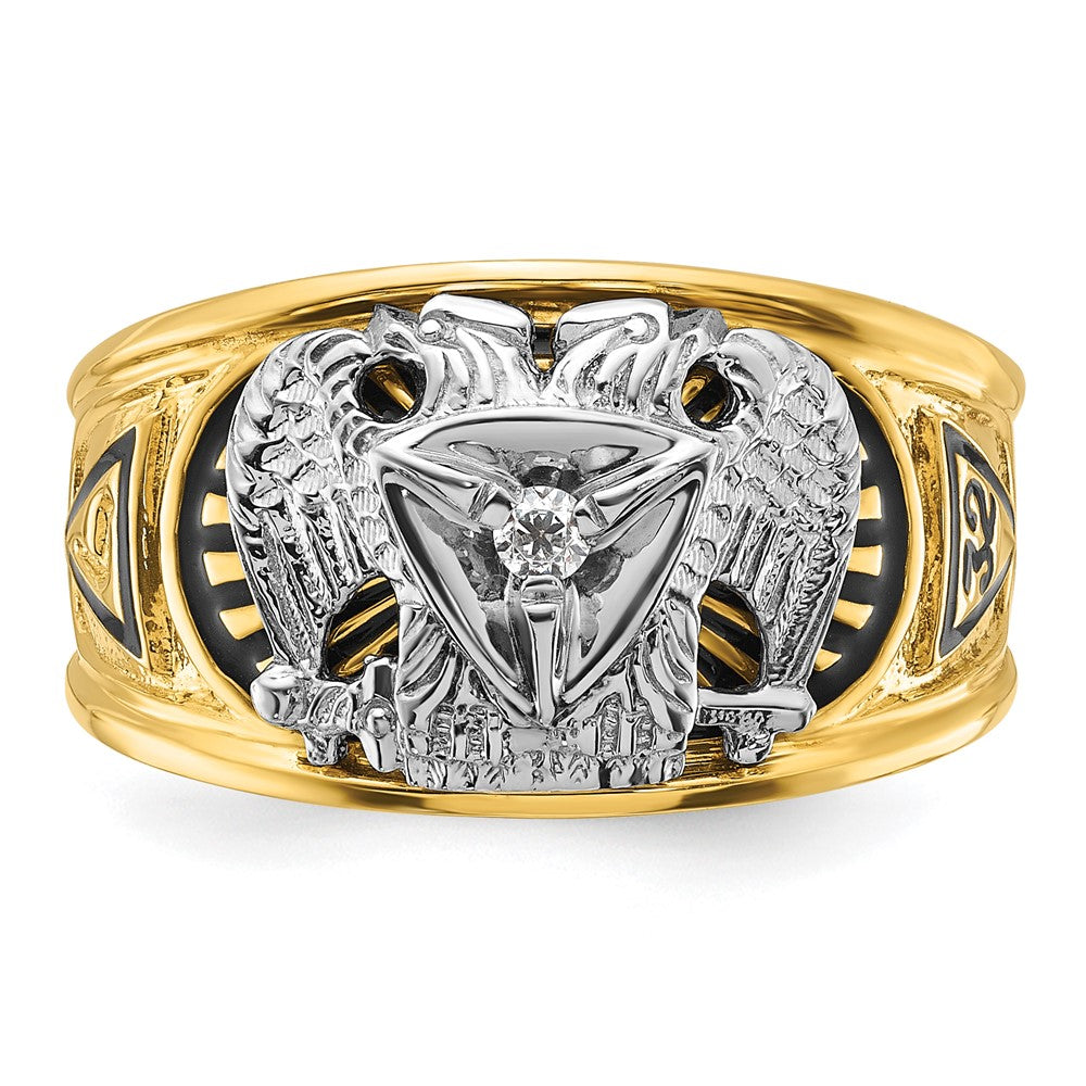 10K Two-Tone Ibgoodman Men'S Polished And Textured 32Nd Degree Scottish Rite Masonic Ring Mounting