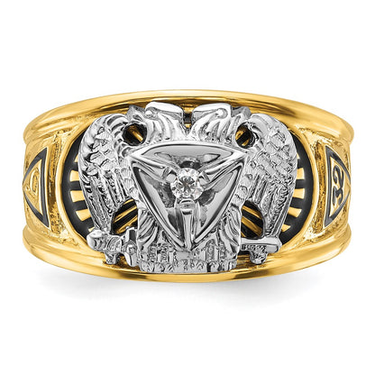 10K Two-Tone Ibgoodman Men'S Polished And Textured 32Nd Degree Scottish Rite Masonic Ring Mounting