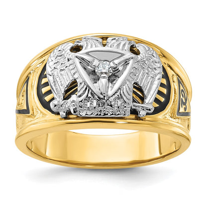 10K Two-Tone Ibgoodman Men'S Polished And Textured 32Nd Degree Scottish Rite Masonic Ring Mounting