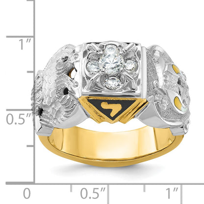10K Two-Tone Ibgoodman Men'S Polished And Textured Double Eagle Masonic Shriner'S Ring Mounting