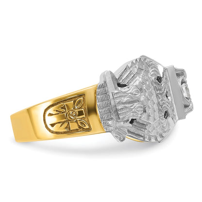 10K Two-Tone Ibgoodman Men'S Polished And Textured Double Eagle Masonic Shriner'S Ring Mounting